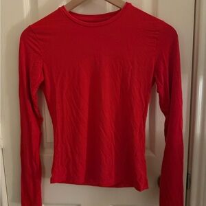Amazon Essentials Red Fitted Long Sleeve Tee